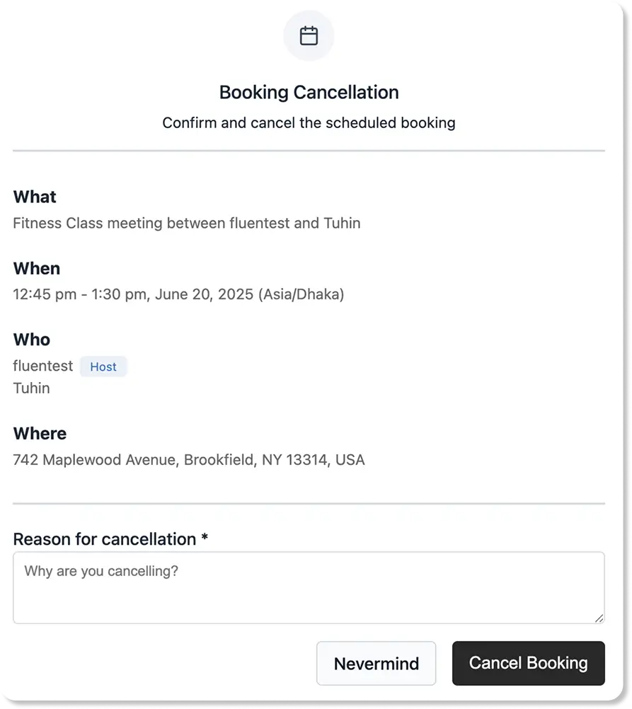 Booking Cancellation by clients
